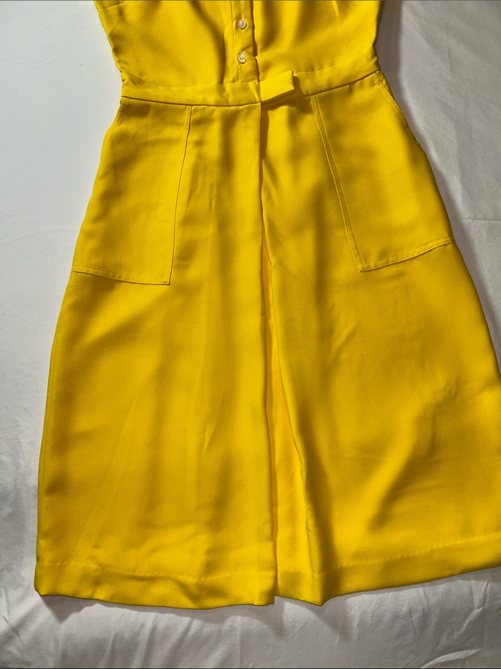 Banana Republic Bright Yellow Midi Dress with Button Front SIZE 2 - Picture 4 of 8